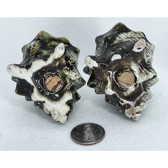 1950-60s Ceramic Spiral Conch Sea Shell Salt & Pepper Shakers, Japan Vintage - Picture 6 of 7